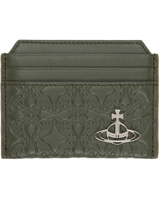 Vivienne Westwood Green Embossed Nappa Slim Card Holder for men