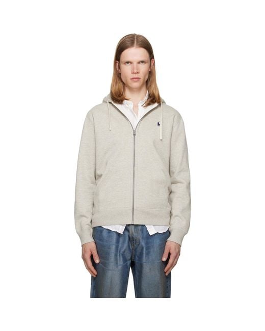 Polo Ralph Lauren Gray Fleece Full-Zip Hoodie for men
