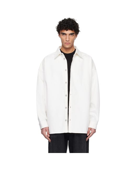 Balmain White Off- Denim Overshirt for men