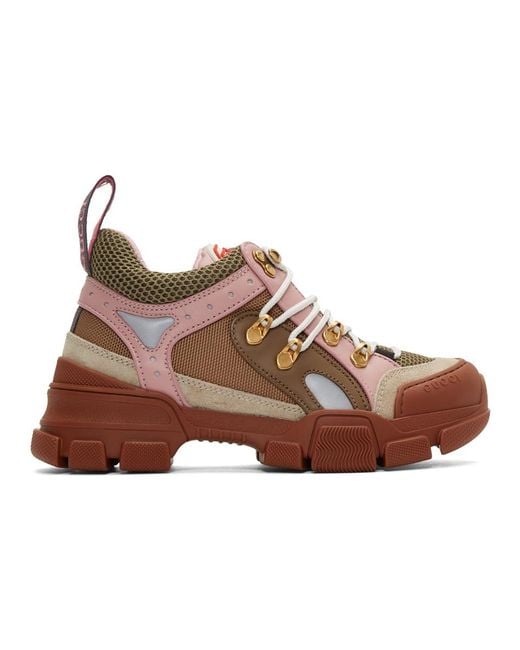 Gucci Brown And Pink Flashtrek Sneakers