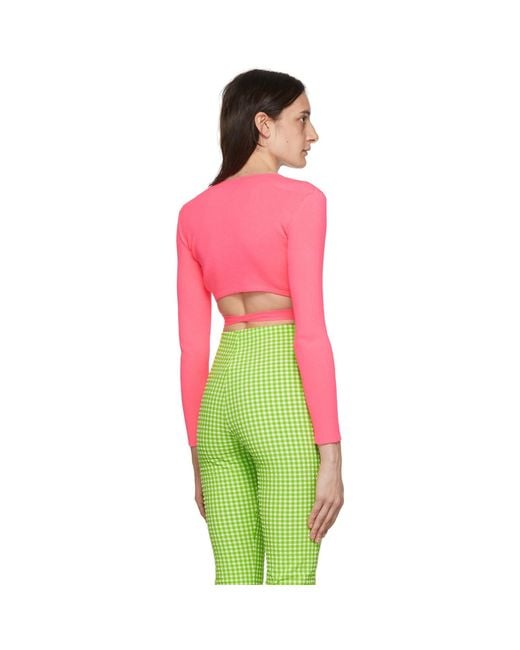 MSGM Red Pink Polyester Cardigan