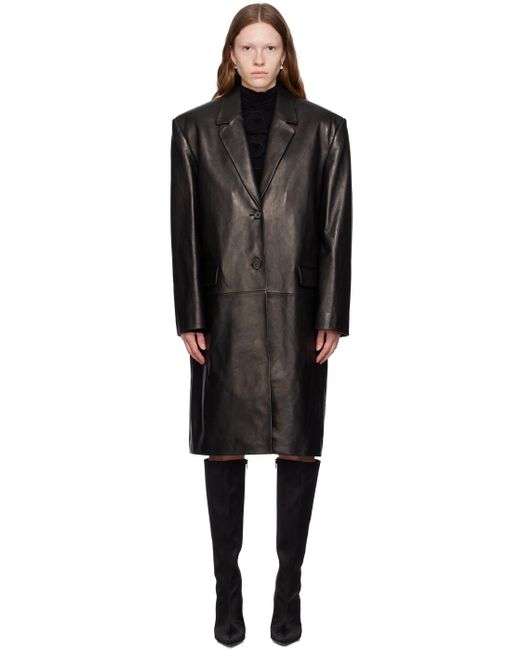 Magda Butrym Black Oversized Leather Coat