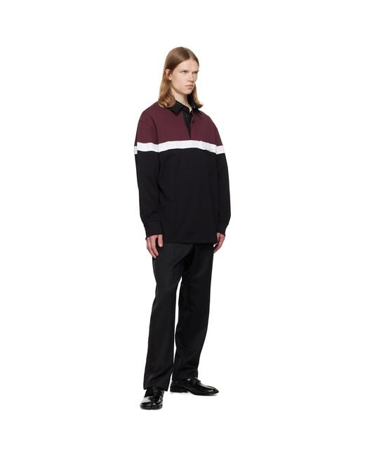 Simone Rocha Red Burgundy & Bow Stripe Rugby Polo for men