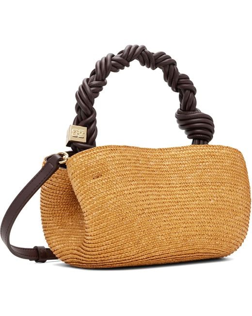 Ganni Brown Mini Bou Straw Bag