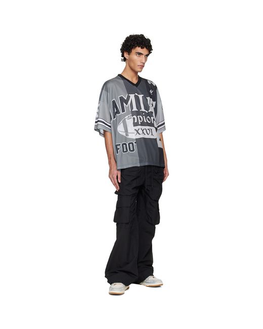 Amiri Black Spliced Oversized Mesh T-Shirt for men
