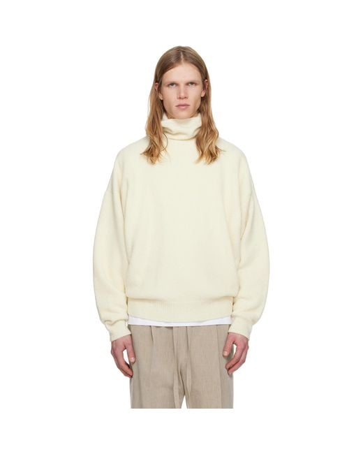 Fear Of God Natural Off- Wool Split High Neck Sweater for men