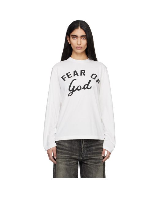 Fear Of God White Varsity Long Sleeve T-Shirt