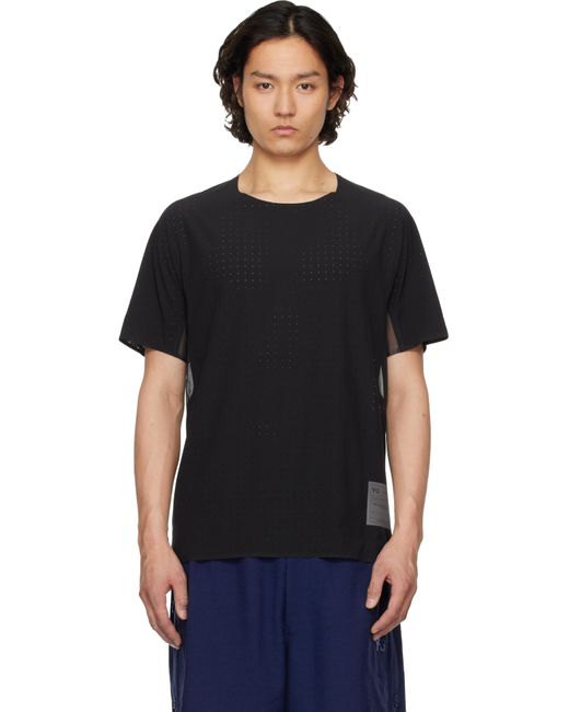 メンズ Y-3 ブラック Running 半袖Tシャツ Black