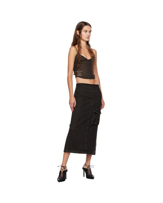 Miaou Black Freya Denim Maxi Skirt