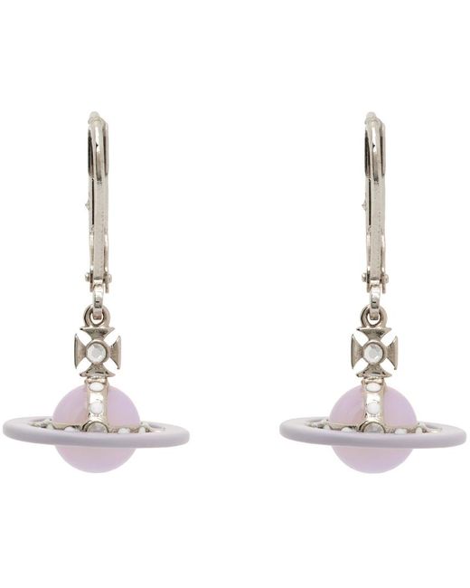 Vivienne Westwood Black Silver & Pink Petite Original Orb Earrings