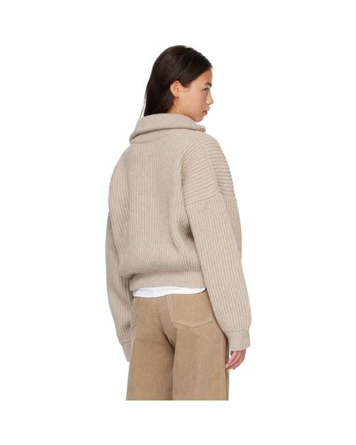 &Daughter Natural Rowan Rib Half Zip Sweater