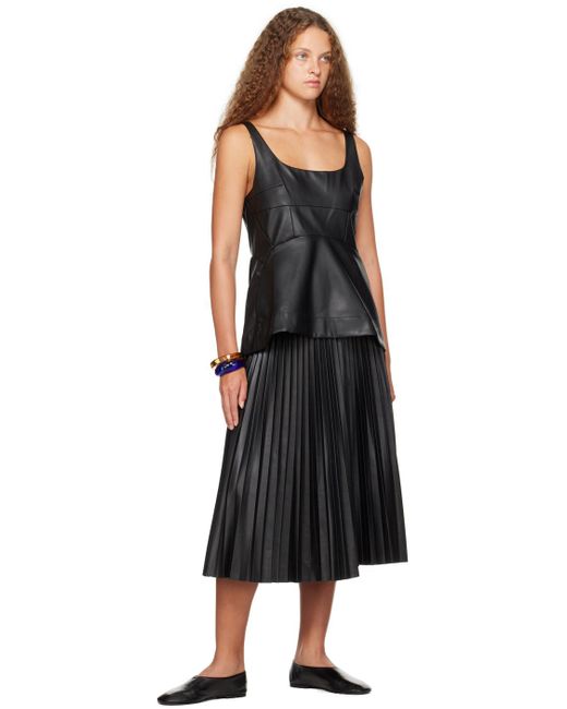 Proenza Schouler Black White Label Faux-leather Midi Skirt