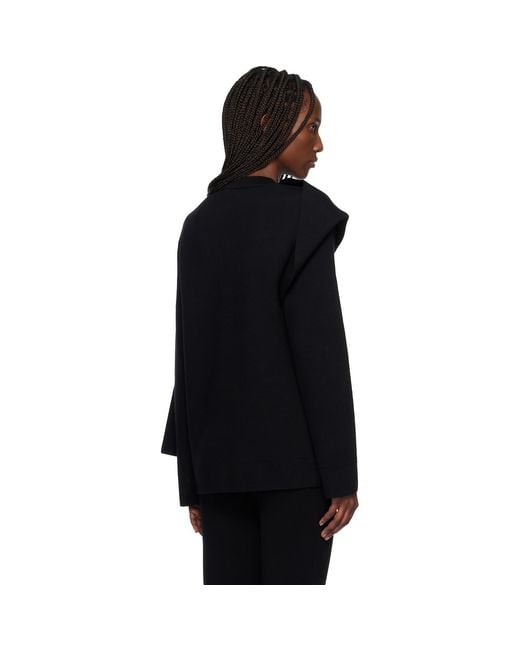 Courreges Black Scarf Oversized Wool Sweater