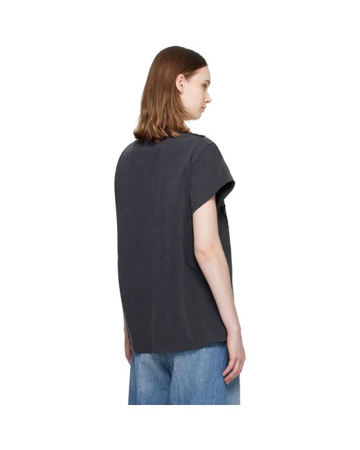 Stella McCartney Black Lace Mix Washed Jersey Cotton T-Shirt