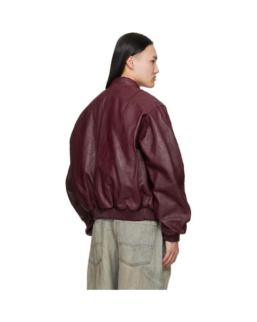 424 Red Leather Bomber Jacket for men