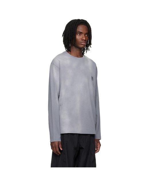 Wooyoungmi Black Long-Sleeve Dyed Back Logo T-Shirt for men