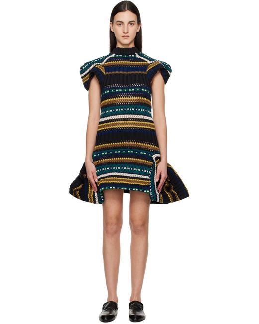Sacai Mesh Knit Minidress in Black | Lyst Sacai Mesh Knit Minidress in Black | Lyst