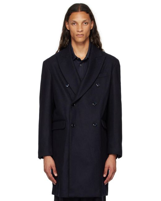 Barena Black Double Breasted Coat for men