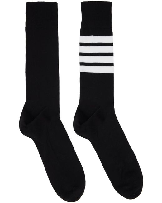 Thom Browne Black 4-Bar Stripe Socks for men