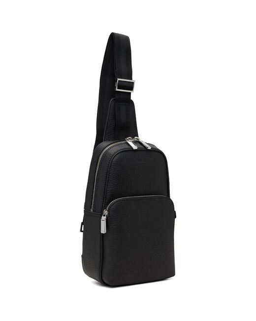 Boss Black Grained Leather Bag for men