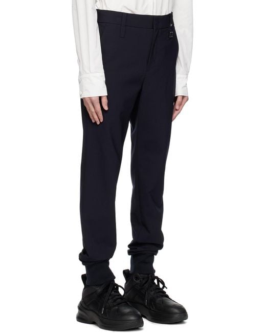 Wooyoungmi Blue Navy Cuffed Trousers for men