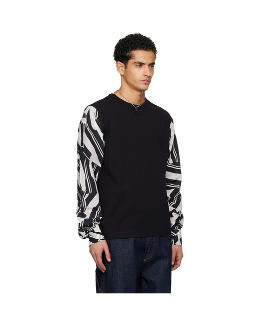 Dries Van Noten Black Poplin Sleeve T-Shirt for men
