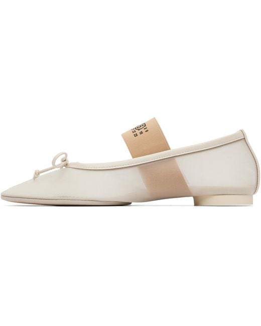 MM6 by Maison Margiela White Off- Anatomic Numeric Ballerina Flats
