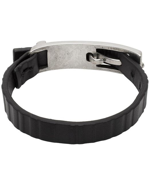 Paul Smith Black Shadow Stripe Leather Bracelet for men