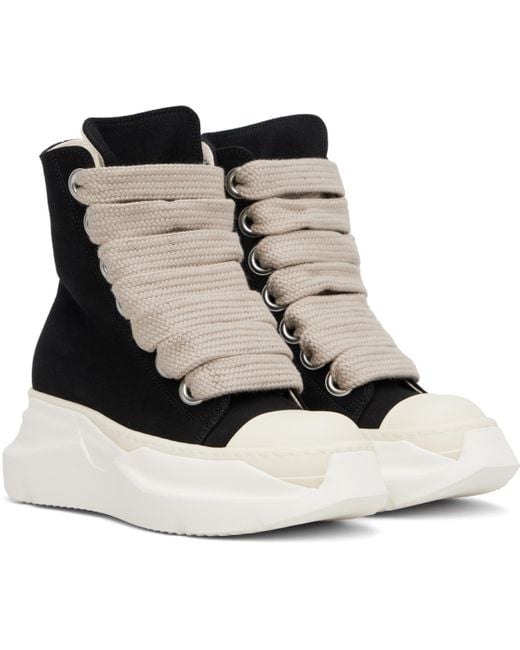 Rick Owens Black Hollywood Jumbo Laces Abstract Sneak Sneakers