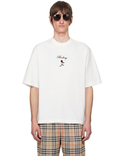 T-shirt blanc à image de rose Burberry pour homme en coloris White