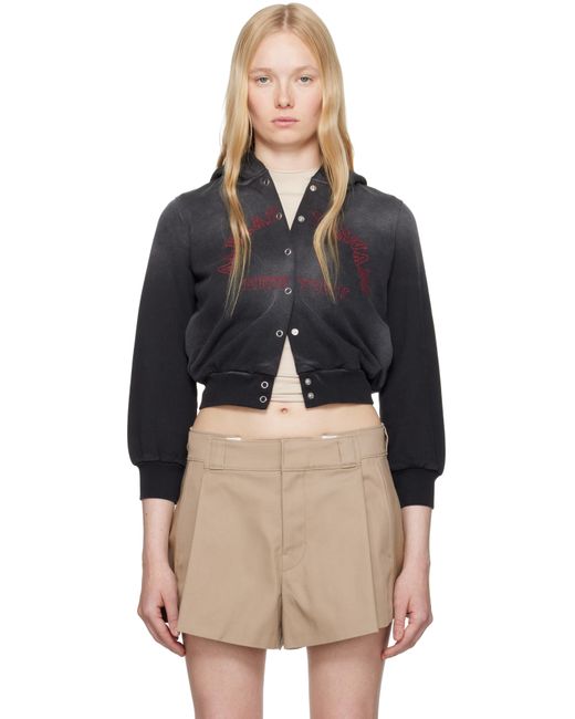 T By Alexander Wang ブラック Cotton Terry シュランケン カーディガン Black