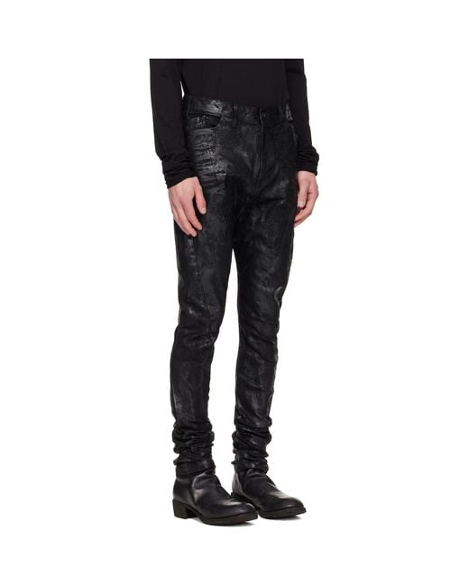 Julius Black Coated Bending Skinny Jeans for men