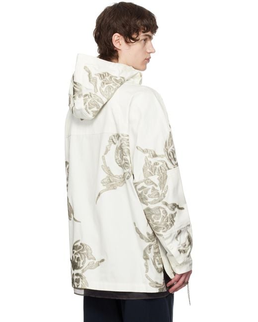 Dries Van Noten White Embroidered Patches Jacket for men