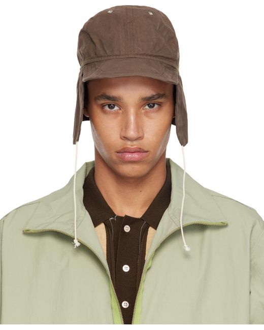 Camiel Fortgens Green Waxed Cotton Flap Cap for men