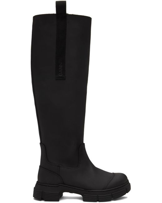 Ganni Black Recycled Rubber Country Boots