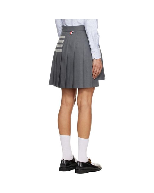 Thom Browne Black Plain Weave 4-Bar Pleated Miniskirt