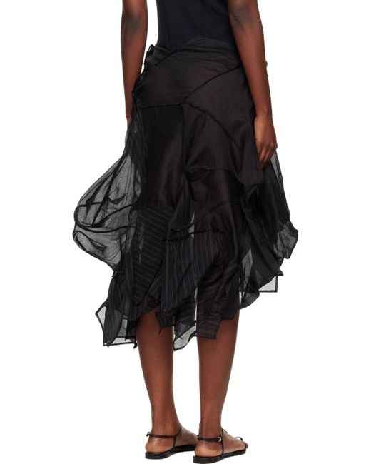 Yohji Yamamoto Black Darts 3D Midi Skirt