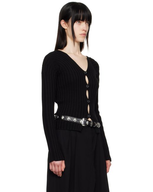 Acne ブラック ボタンアップ リブ カーディガン Black