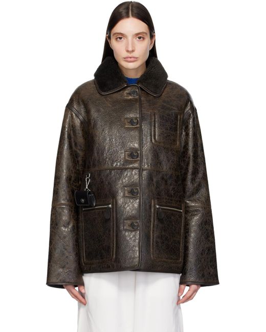 Saks Potts Black Brown Ada Reversible Leather Jacket