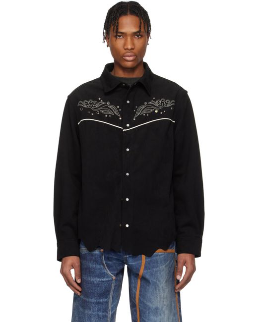 ANDERSSON BELL Black Lemmans Faux-Suede Shirt for men
