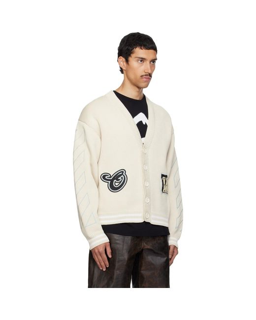 Off-White c/o Virgil Abloh Natural Star Varsity Knit Cardigan for men