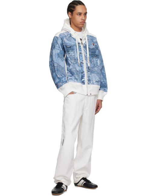 Aape By A Bathing Ape White 'Aape Now' Moonface Logo Jeans for men