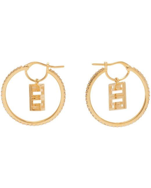 Givenchy Black Gold 4g Crystal Hoop Earrings for men