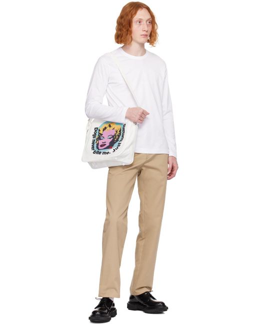 メンズ Comme des Garçons Andy Warholコレクション ホワイト プリント メッセンジャーバッグ Multicolor