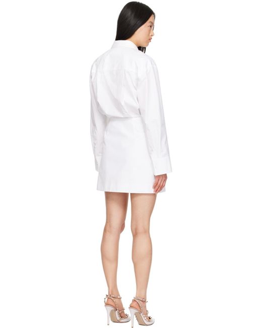 Robe courte blanche à appliqués floraux brodés Valentino en coloris Black