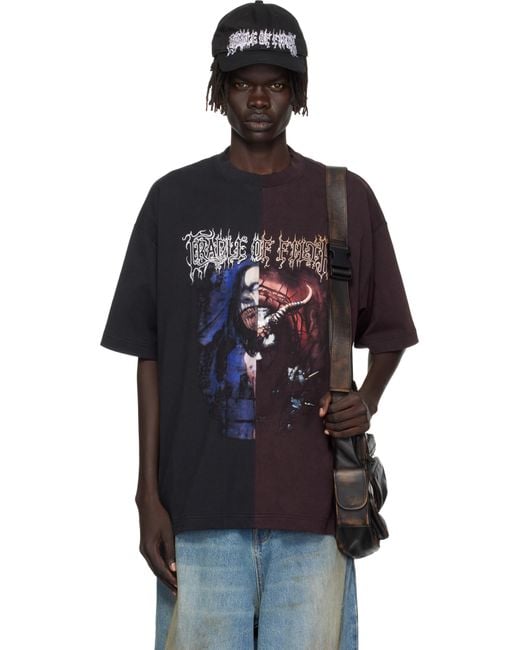 Vetements Blue Burgundy Cradle Of Filth Cut-Up Oversized T-Shirt for men