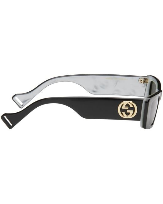 Gucci Multicolor Black Rectangular Sunglasses for men