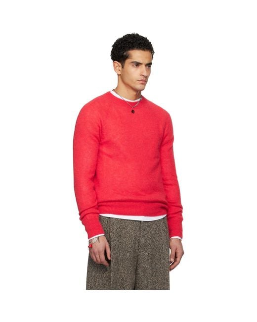 Dries Van Noten Red Alpaca Sweater for men