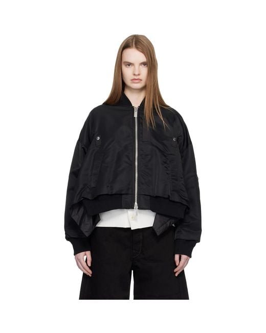 Sacai Black Nylon Twill Bomber Jacket