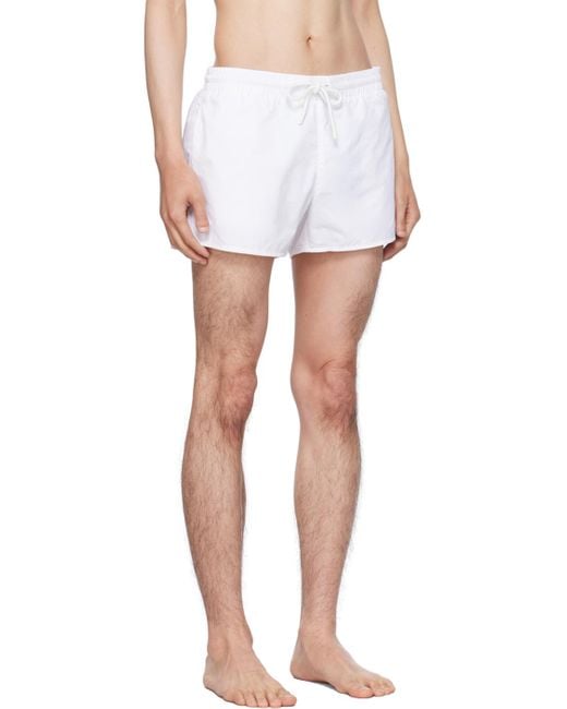 Commas White Short Length Swim Shorts for men